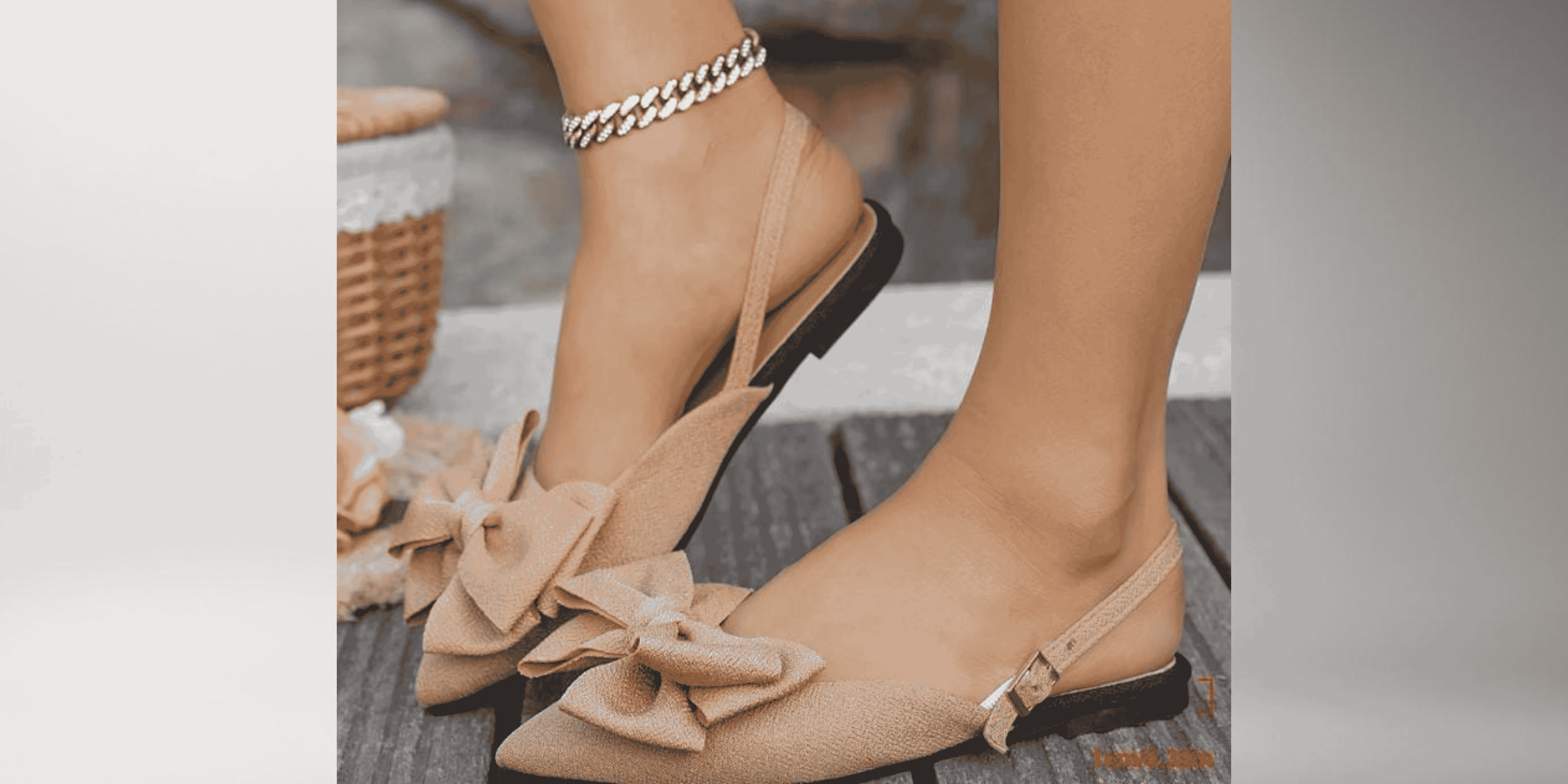 Pointed-toe slingback flats